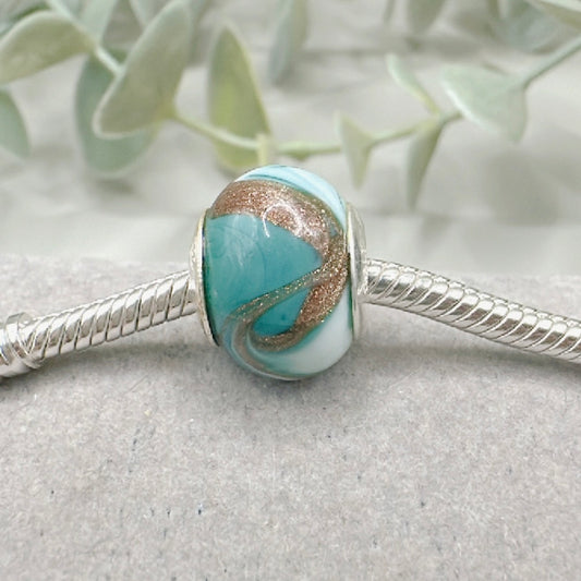 Murano Splash Tuquoise & Gold Irregular