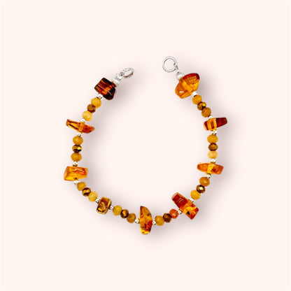Brazalete de ámbar y cristales