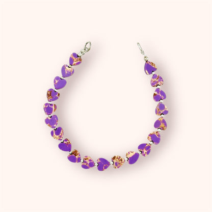 Brazalete Corazones Turquesa Lila