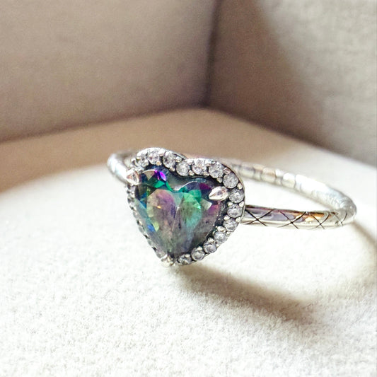 Anillo Corazón Tornasol Morado