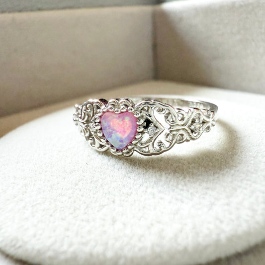 Anillo Corazon tipo ópalo
