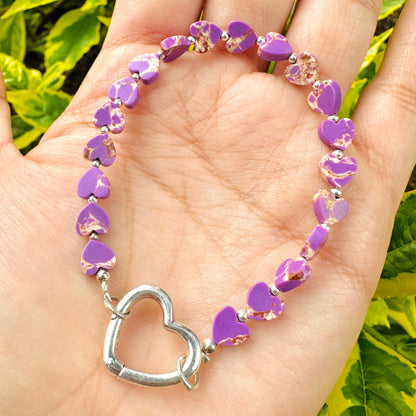Brazalete Corazones Turquesa Lila