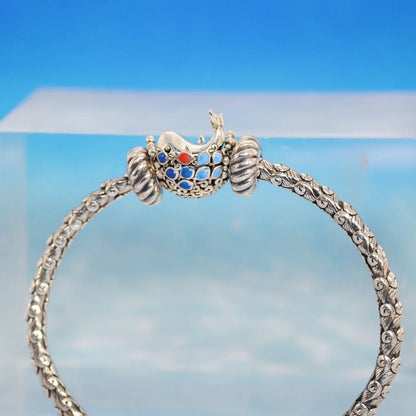 OCEAN WAVES STERLING SILVER OPEN BANGLE